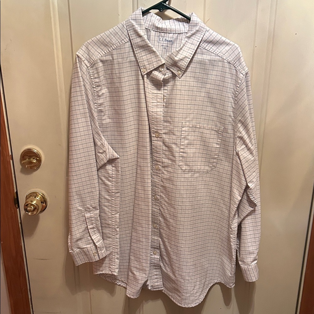 L.L. Bean Women's White Plaid Button Down Shirt